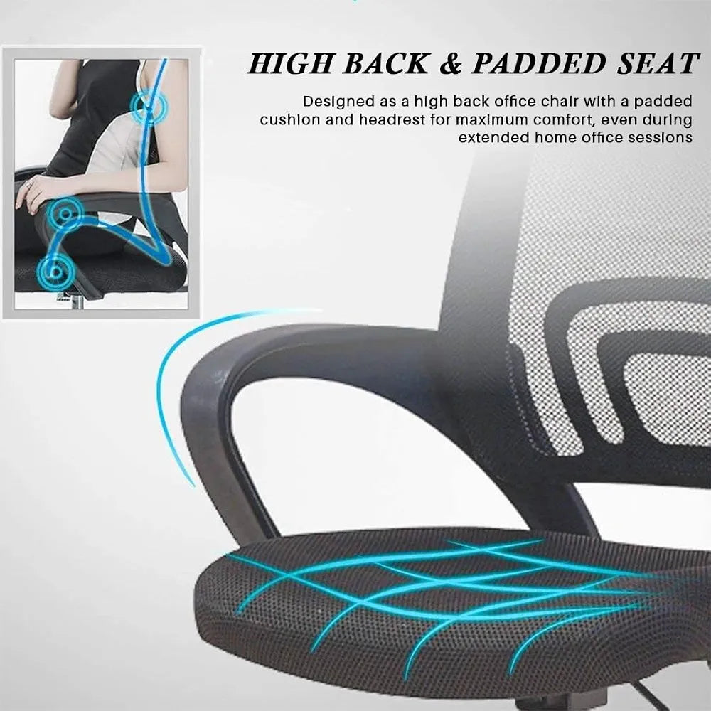 Black Executive Office Chair – Ergonomic High-Back Desk Chair with Lumbar Support, Headrest & Wheels