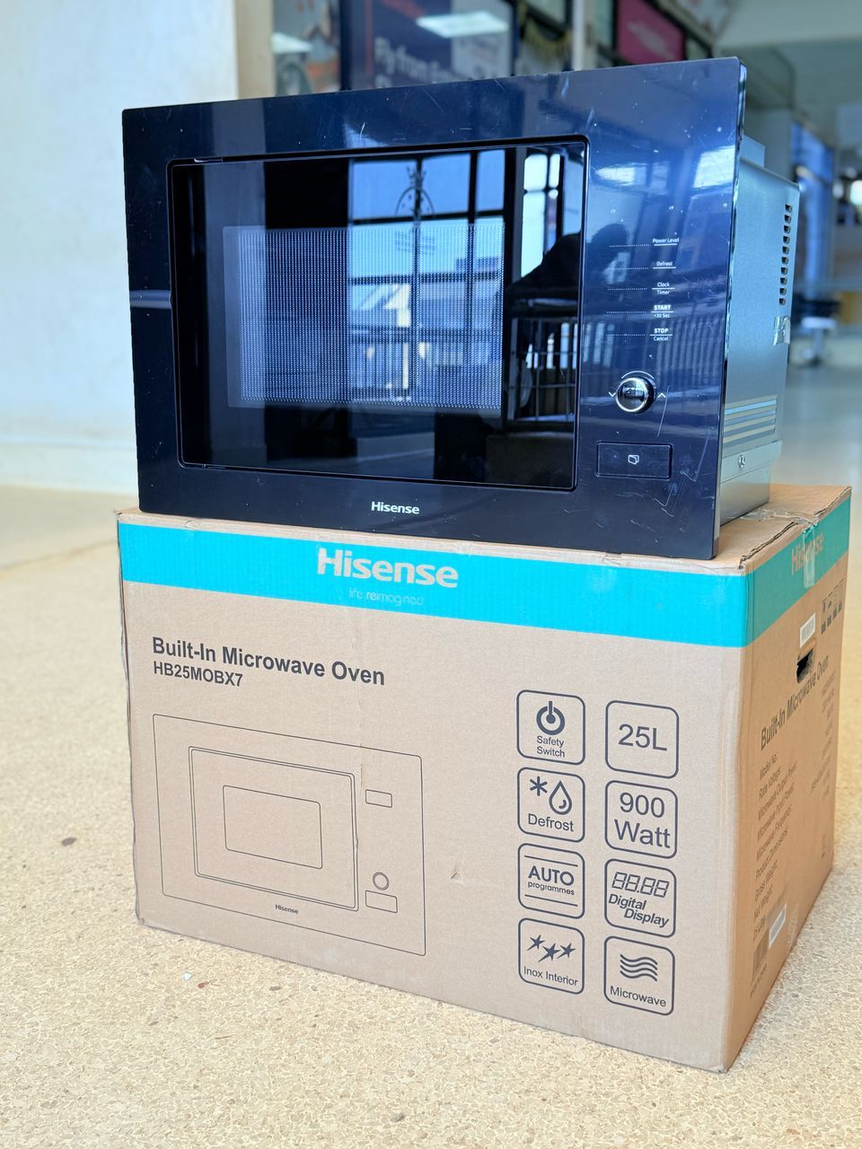Hisense HB25MOBX7 25L Built-In Microwave Oven – 900W, Grill, Touch Control & Black Finish
