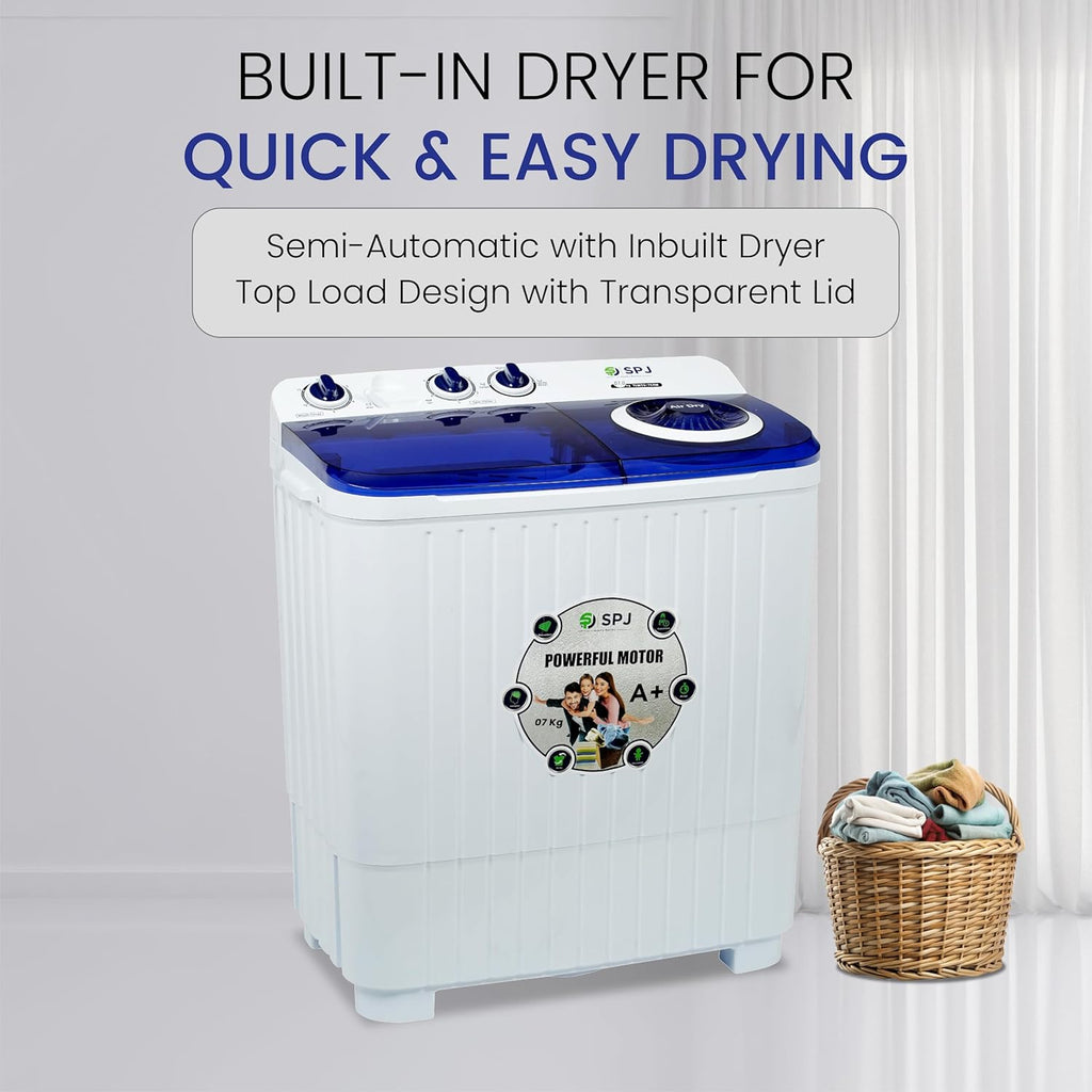 SPJ 7KG Twin Tub Washing Machine – Semi-Automatic Twin Tub Washer for Home Laundry
