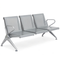 Executive 3-Seater Waiting Chair – Black Cushioned Seats & Silver Steel Frame