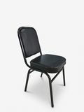 Black Stackable Banquet Chair – Padded Vinyl Seat, Sturdy Metal Frame & Upholstered Design
