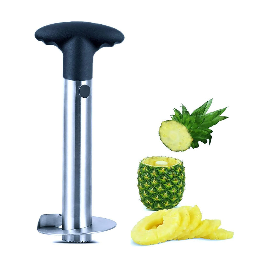 Stainless Steel Pineapple Corer Cutter Peeler – 3-in-1 Spiral Slicer with Ergonomic Handle & Safe Sharp Blade (Silver)