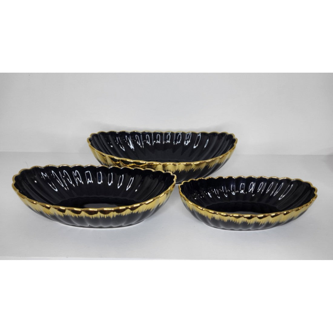 3-Tier Ceramic Fruit Bowl/ Salad bowl with Elegant Gold Stand – Stylish Storage & Serving Solution