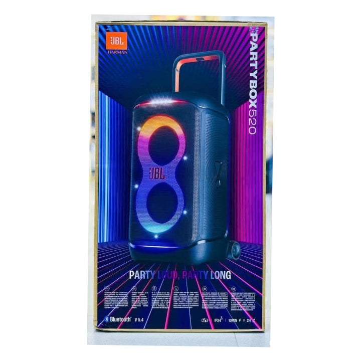JBL PartyBox 520 400W Portable Party Speaker – AI Sound Boost, 15 Hours & Futuristic Lightshow