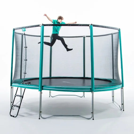 12 Feet outdoor trampoline with safety enclosure net and durable steel frame for kids