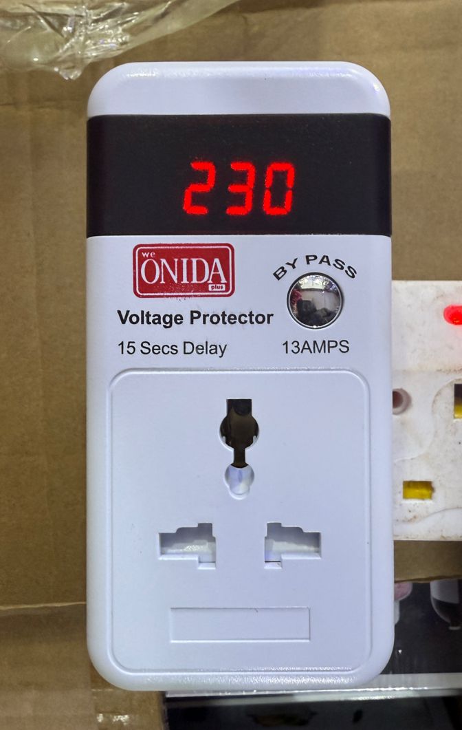 Onida Plus 13A Digital Voltage Protector – White | 1-Year Warranty