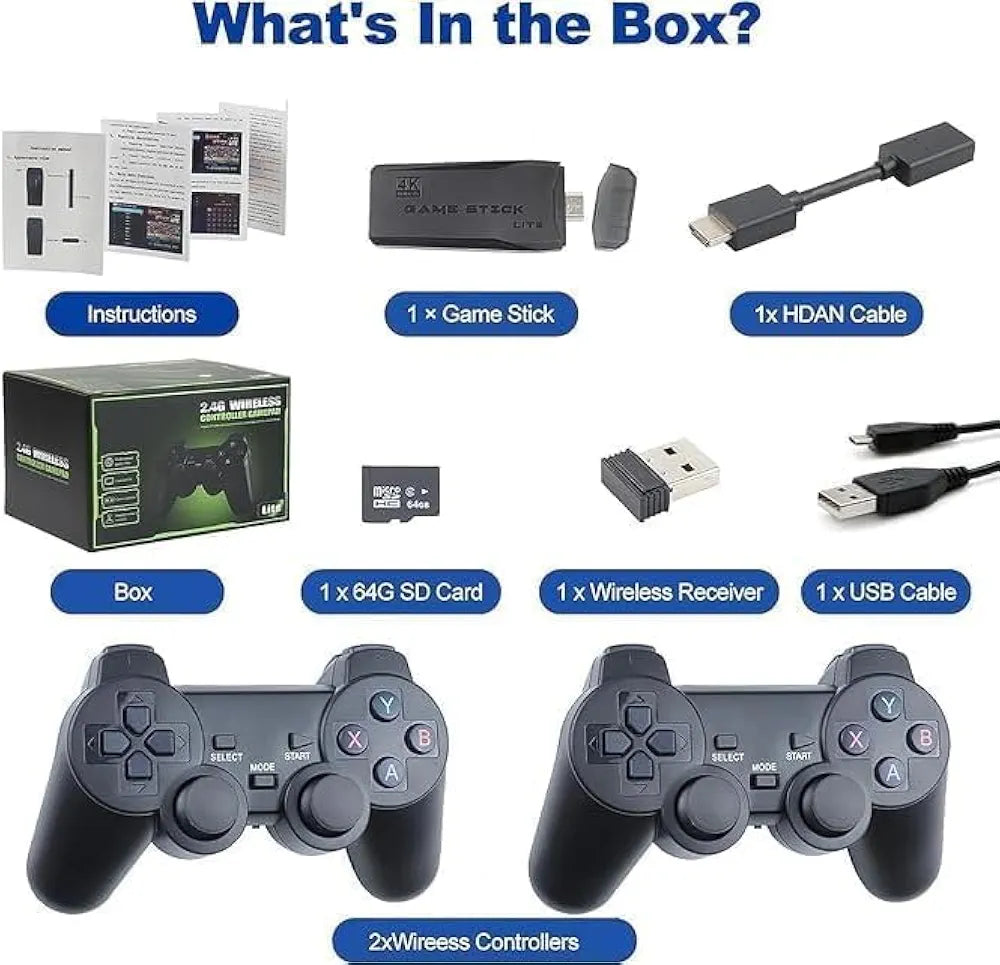 Game TV Stick Lite – 20,000+ Retro Games with 2 Wireless Controllers
