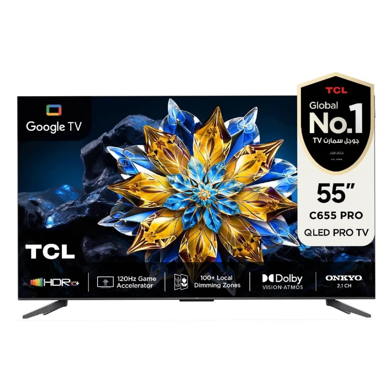 TCL 55 Inch QLED PRO 4K Ultra HD Google TV | 55C655 | ONKYO 2.1ch 144Hz VRR Dolby Vision Atmos