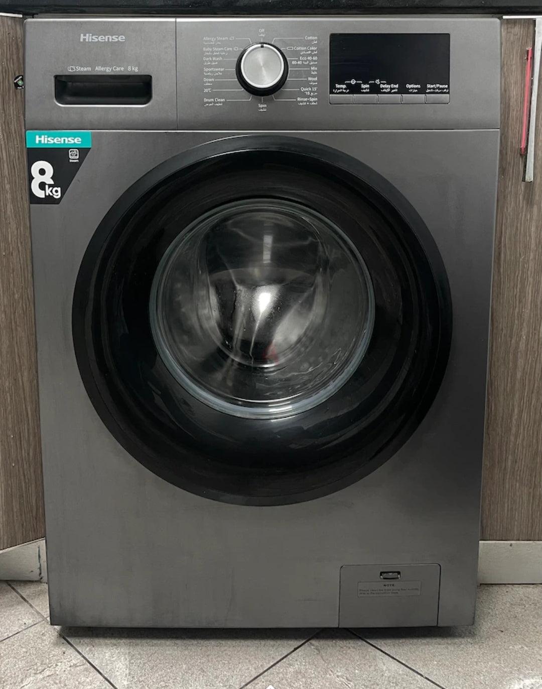 Hisense 8Kg Automatic Front Loading Washing Machine – Silver – Smart, Efficient & Powerful Laundry Solution - LIFE STORES UGANDA