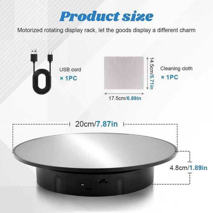 20cm Motorized 360° Rotating Display Stand – 8KG Load