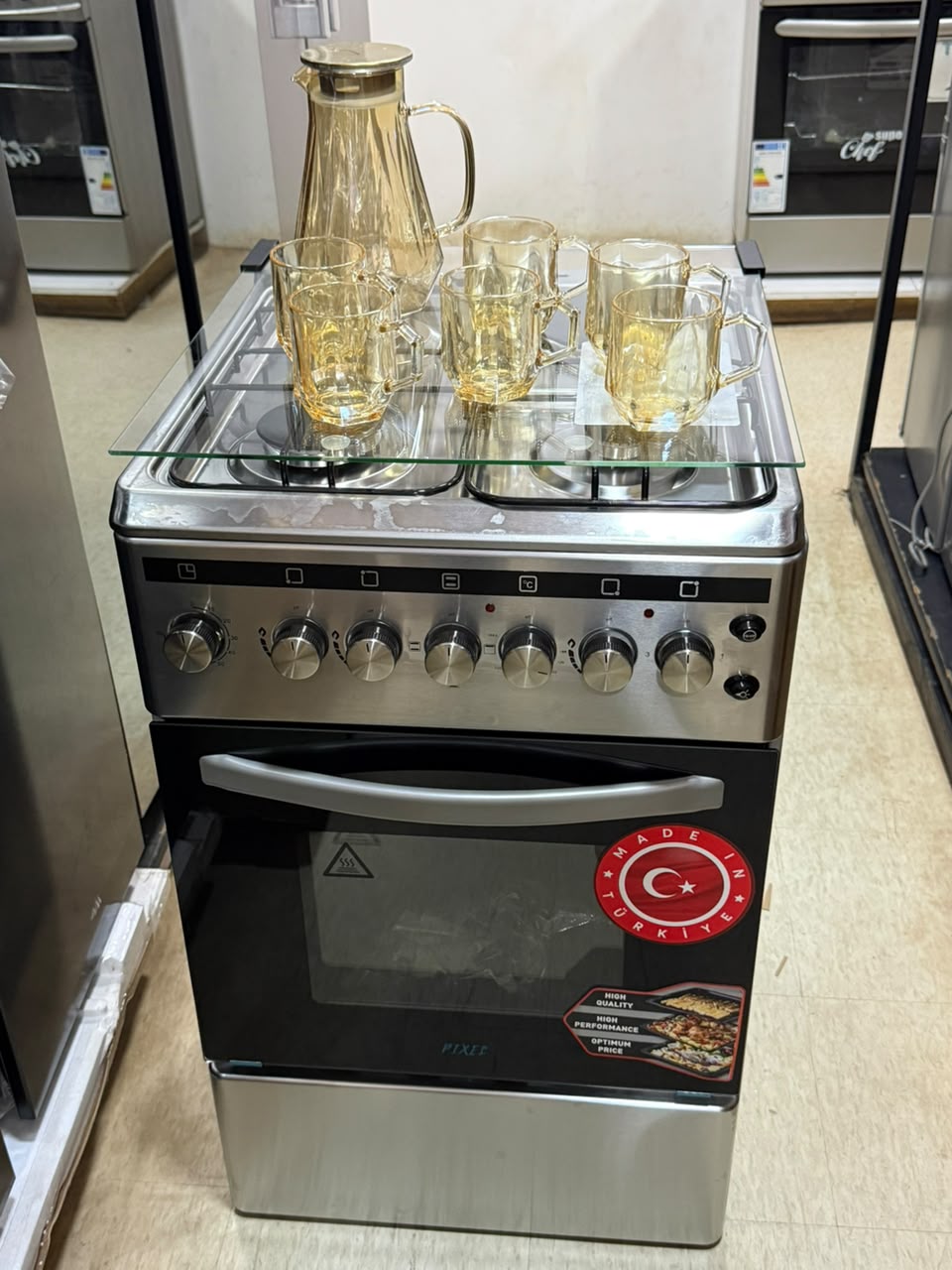 Pixel 50×55cm Stainless Steel Cooker with Stand & Electric Oven – Free Jar Set