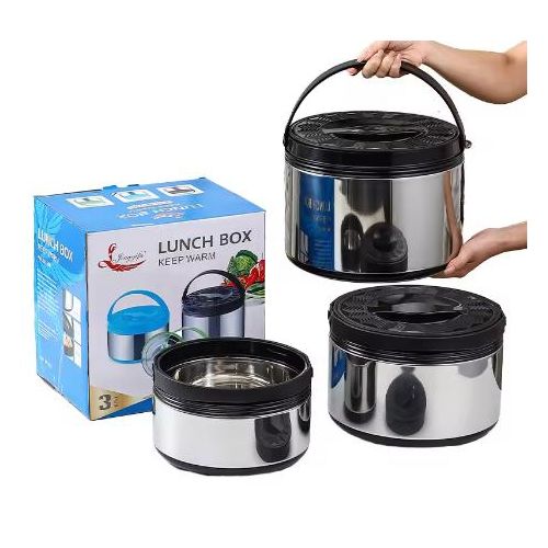 3-Piece 2.5L 5L 8L Insulated Stainless Steel Casserole Set – Hot Pot Food Warmer | Black, Green & Blue