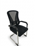 Black Mesh Office Visitor Chair – Padded Seat, Curved Backrest & Chrome Cantilever Base
