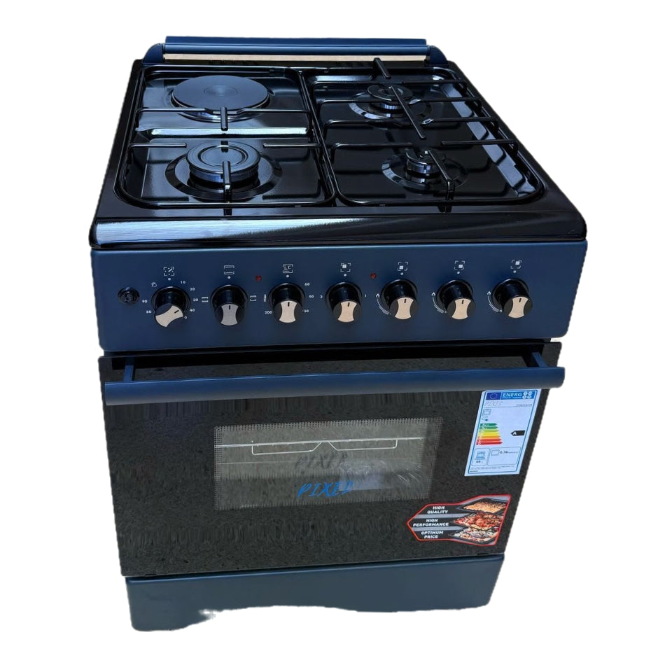 Pixel 60×60 3+1 Cooker – Black | Auto Ignition, Rotisserie, Grill & Timer