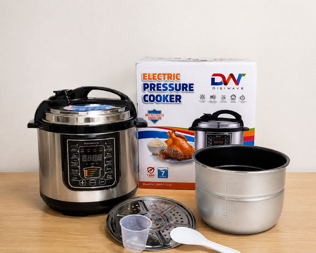 7L Pressure Cooker with Steamer – Large Electric Pressure Cooker with Measuring Cup & Spoon