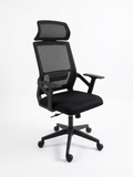 High Back Mesh Office Swivel Chair – Adjustable Headrest, Cushioned Fabric Seat & Nylon Base