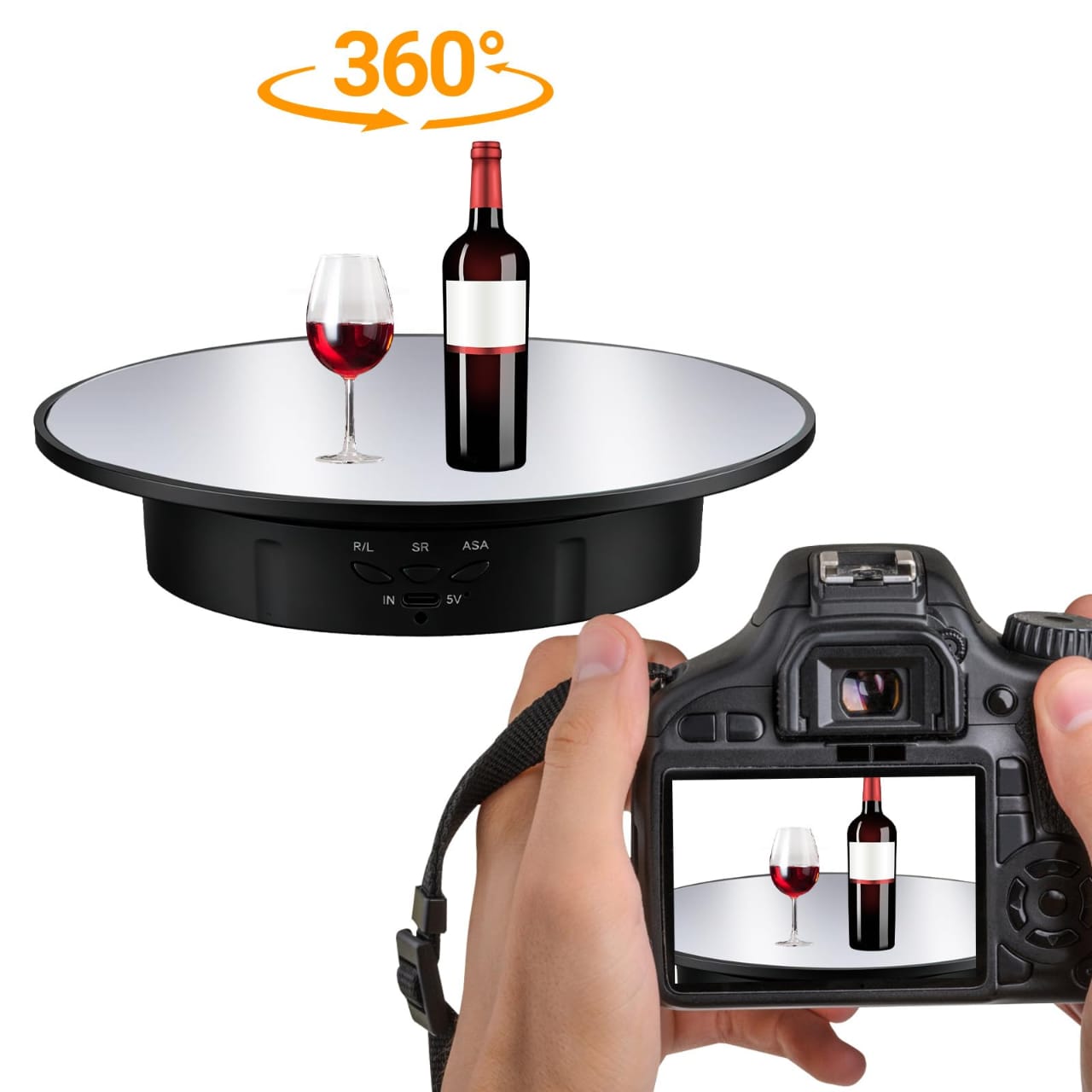 20cm Motorized 360° Rotating Display Stand – 8KG Load