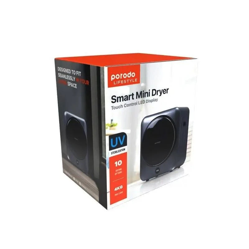 Porodo Lifestyle 4kg Smart Mini Dryer – 1150W, UV Sterilization, Touch LED Display & 10 Drying Options