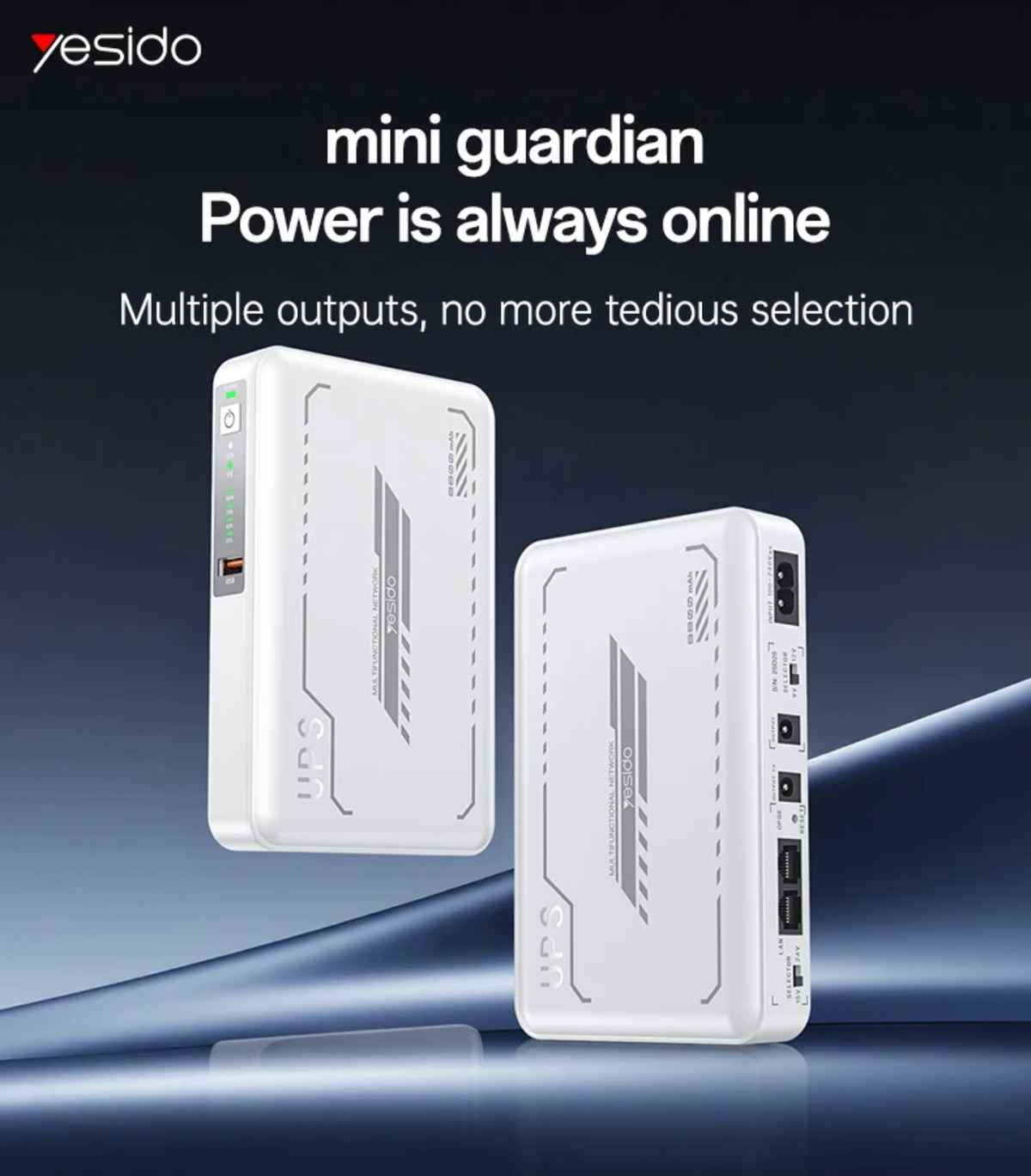 Yesido 8800mAh Mini DC UPS – Automatic Backup Power for Routers, Modems & CCTV