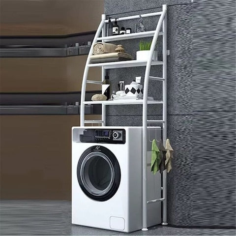 Over The Toilet Bathroom Rack – 3-Tier Organizer Shelf with Hooks | Waterproof, Space-Saving Storage – White