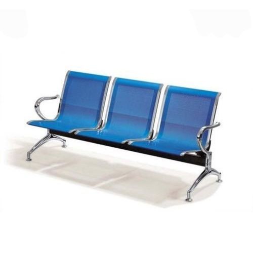 Genuine 3-Seater Blue Airport Waiting Chair – Perforated Metal & Chrome Finish