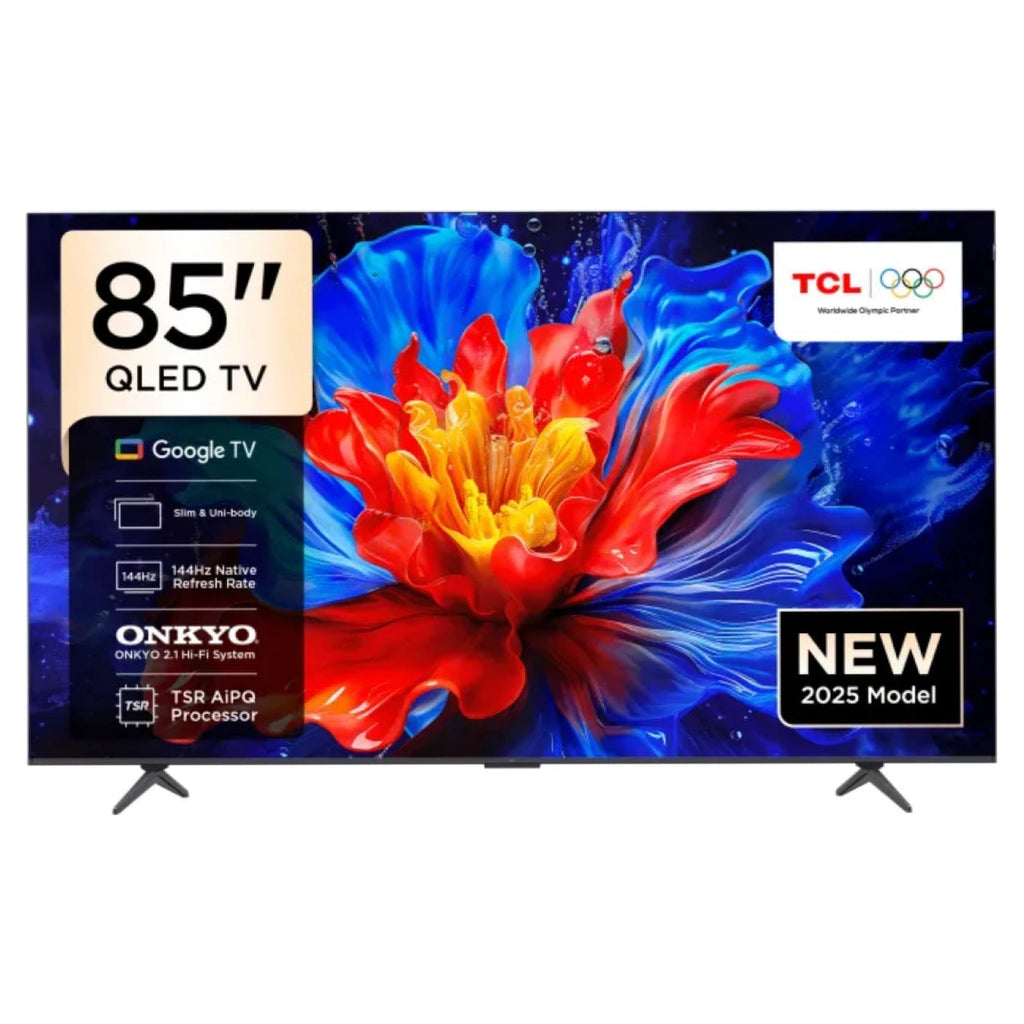 TCL 85 Inch 4K QLED HDR Google TV | 85P8K 2025 Model | 144Hz Native ONKYO 2.1ch 450 Nits | Ultra-Slim