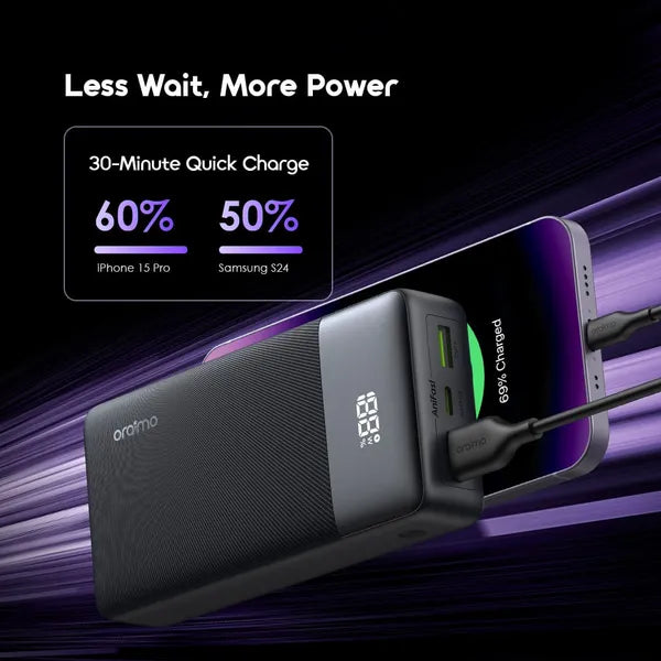Oraimo PowerNova Q21 20000mAh Power Bank – 22.5W Fast Charging, 3-Device Charging & Digital Display