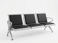 Modern 3-Seater Public Waiting Bench – Black Cushioned Seats & Silver Metal Frame