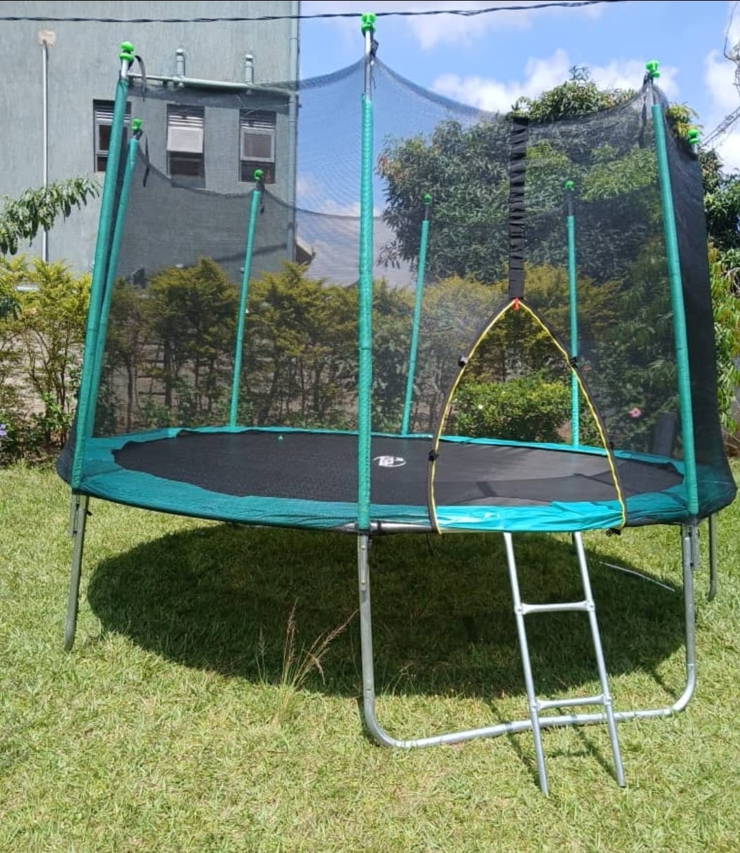 12 Feet outdoor trampoline with safety enclosure net and durable steel frame for kids-1
