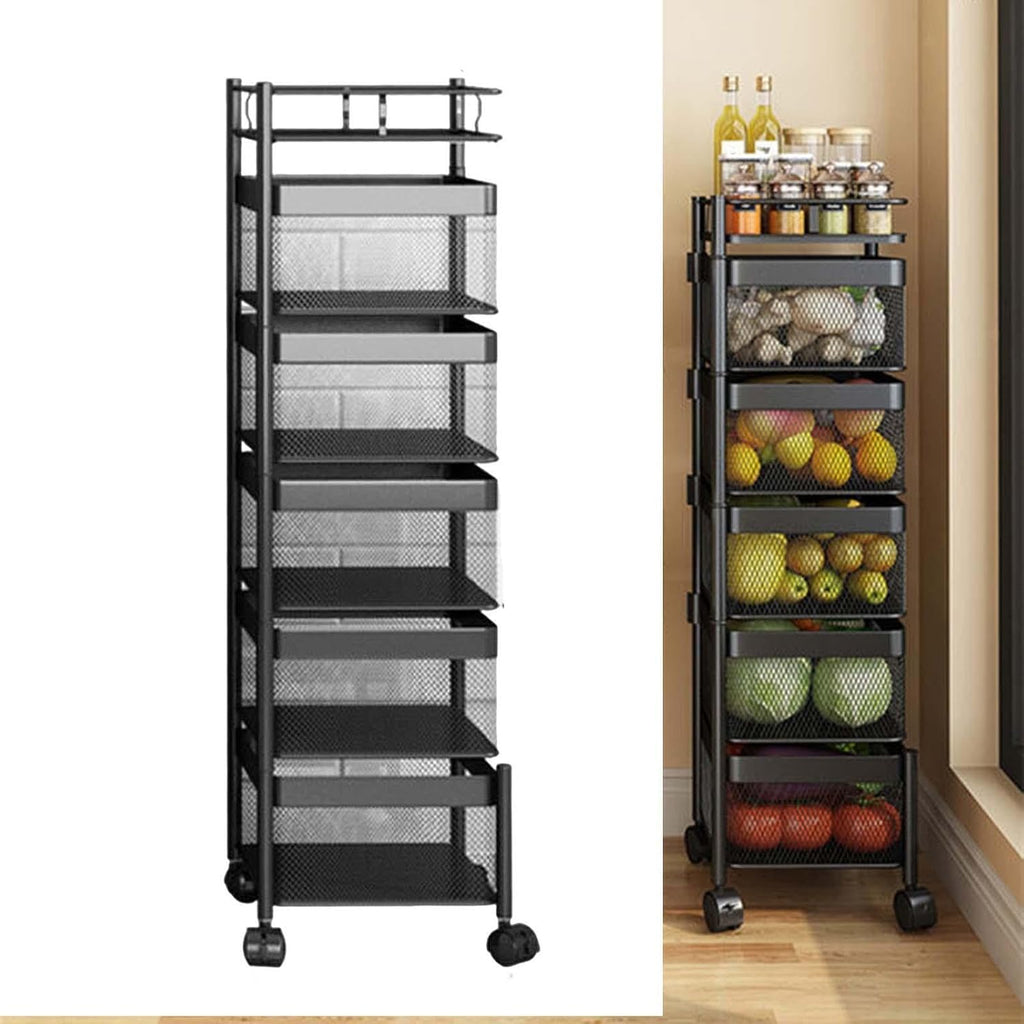 5-Tier Rotating Storage Rack | No-Tool Assembly Spinning Organizer for Kitchen & Bathroom