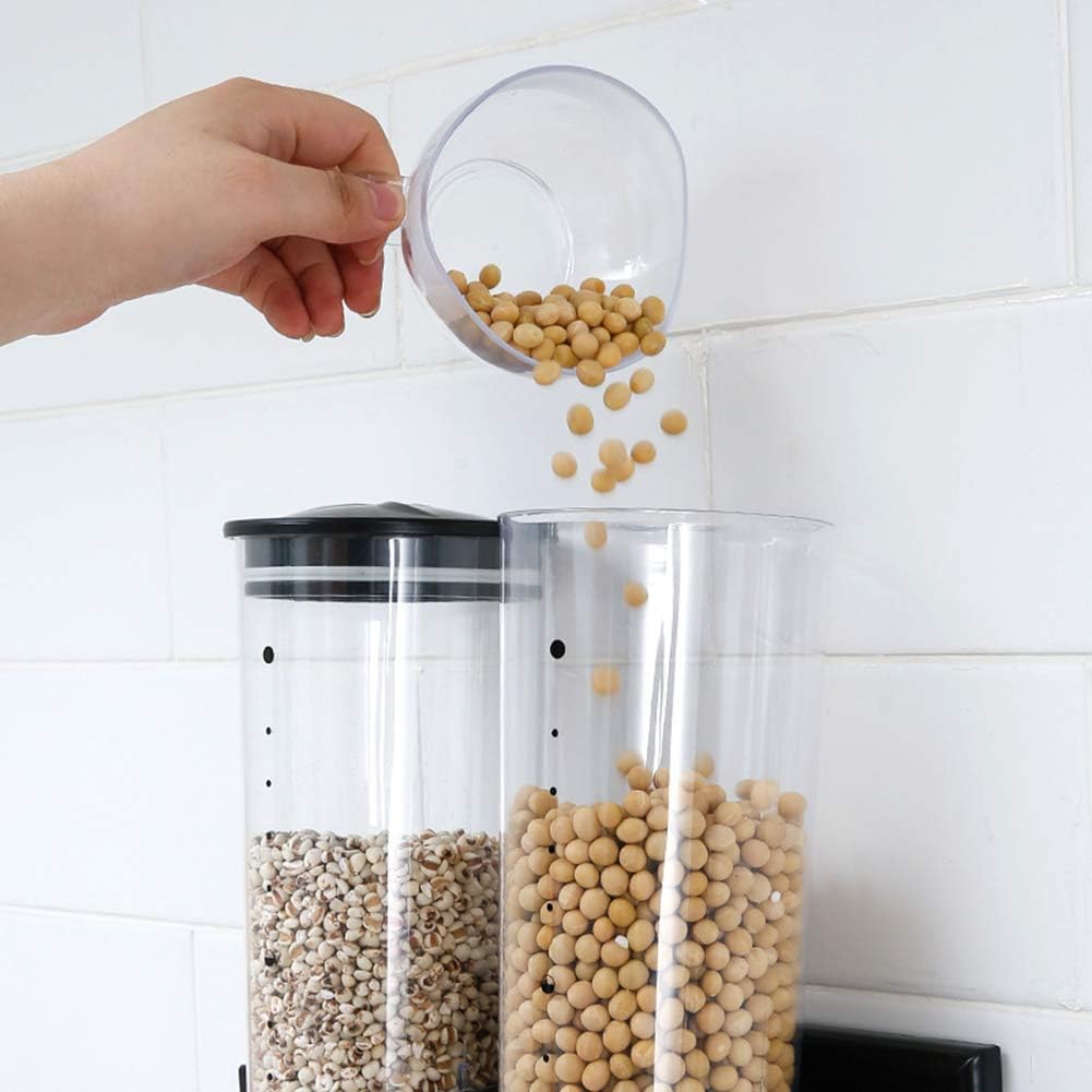 Triple Canister Cereal Dispenser – Wall Mounted Dry Food Dispenser (Silver & Black, 3-Pack) - LIFE STORES UGANDA