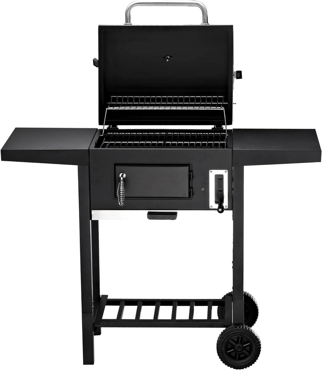 Portable Charcoal Grill BBQ Outdoor Grill for Camping – Charcoal Grill with Lid & Rollbar with Side Shelf - LIFE STORES UGANDA
