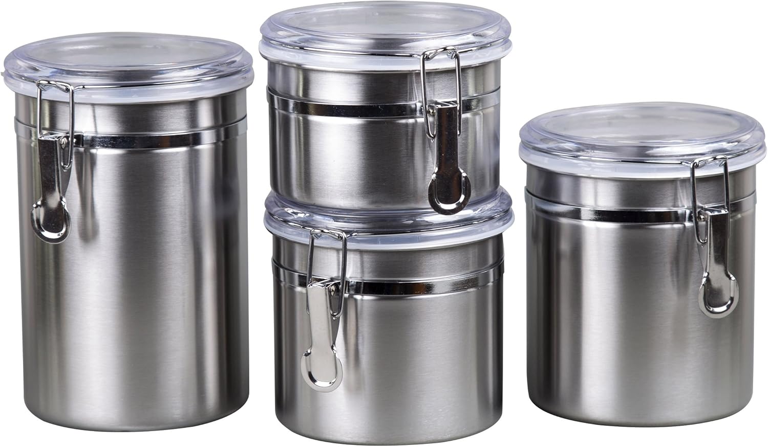 4-Piece Stainless Steel Airtight Kitchen Canister Set – Organize, Store & Preserve With Style