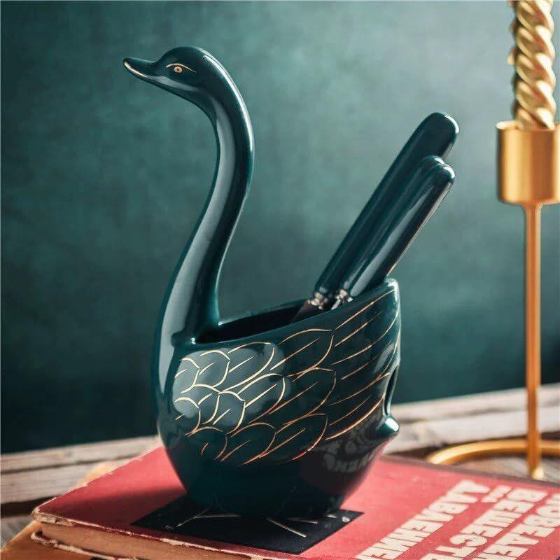 Swan Fork and Spoon Stand – Elegant Cutlery Holder for Dining & Kitchen - LIFE STORES UGANDA