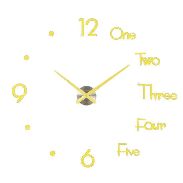 3D Wall Clock – DIY Sticker Clock Large – Modern Home Decor - LIFE STORES UGANDA