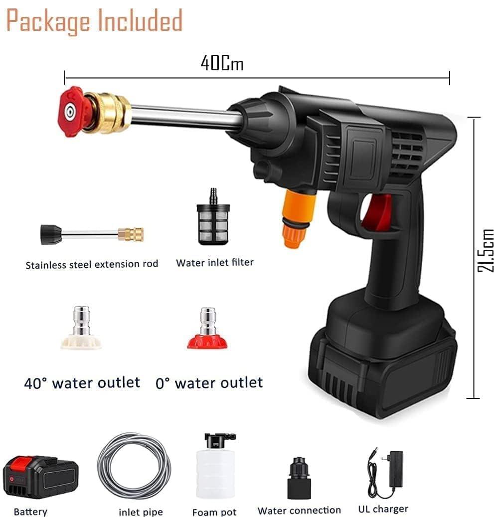 High Pressure Washer for Car Washing – Electric Pressure Washer Gun with Adjustable 3-in-1 Nozzle (2 Batteries) - LIFE STORES UGANDA