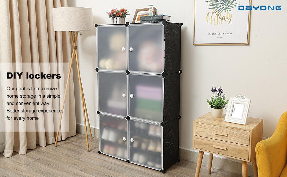Portable Shoe Rack Organizer Tower – Modular Cube Storage Shoe Cabinet with Translucent Doors - LIFE STORES UGANDA