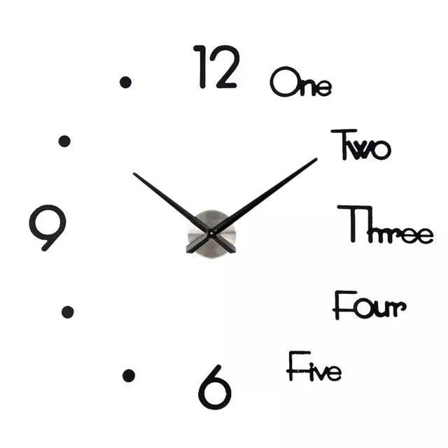 3D Wall Clock – DIY Sticker Clock Large – Modern Home Decor - LIFE STORES UGANDA