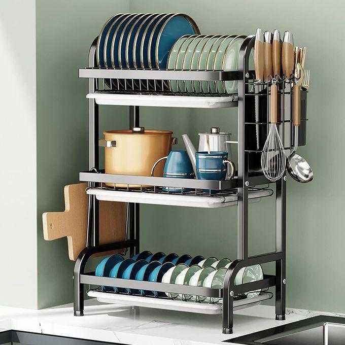3 Tier Large Capacity Dish Drainer Storage Rack Organizer With Drainer – The Ultimate Kitchen Organizer - LIFE STORES UGANDA