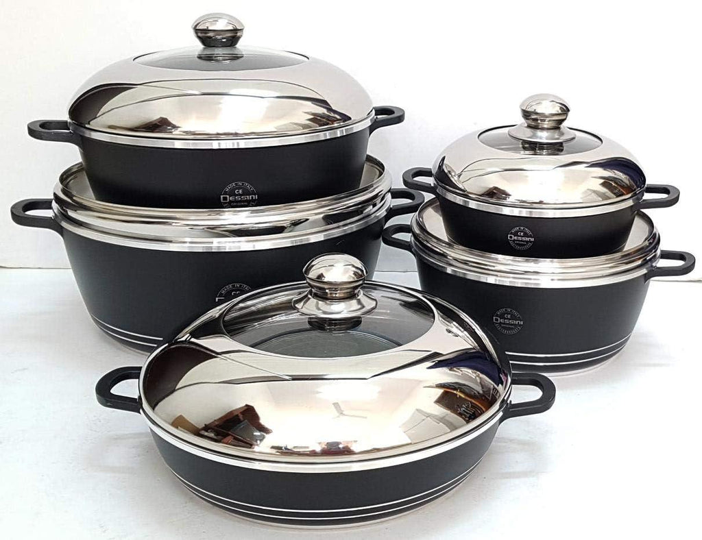Dessini 10-Piece Nonstick Cooking Set – Premium Die-Cast Aluminum Cookware Made in Italy - LIFE STORES UGANDA