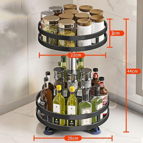360° Rotating Spice Rack – Adjustable 2-Tier Turntable Organizer - LIFE STORES UGANDA