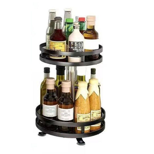 360° Rotating Spice Rack – Adjustable 2-Tier Turntable Organizer - LIFE STORES UGANDA