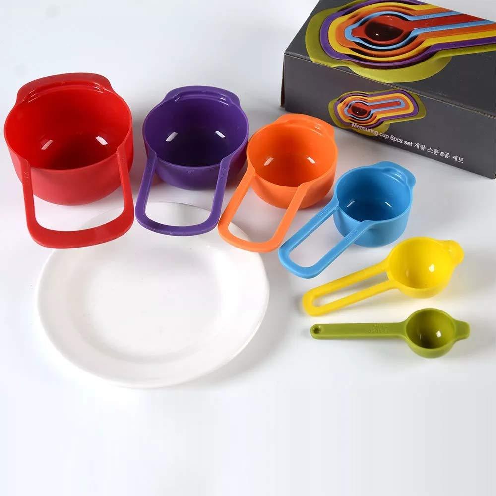 Plastic Measuring Cups And Spoons Baking Kitchen Tools Teaspoon Rainbow Colors (6 Pcs) - LIFE STORES UGANDA