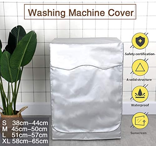 Waterproof Washing Machine Cover with Zipper – Dustproof & Sun-Resistant Silver Polyester Protector (S/M/L/XL)