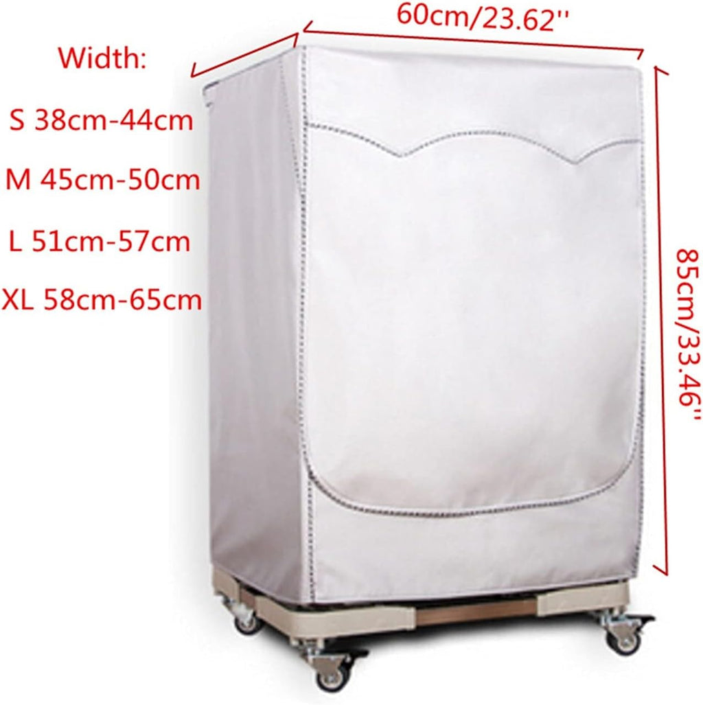 Waterproof Washing Machine Cover with Zipper – Dustproof & Sun-Resistant Silver Polyester Protector (S/M/L/XL)