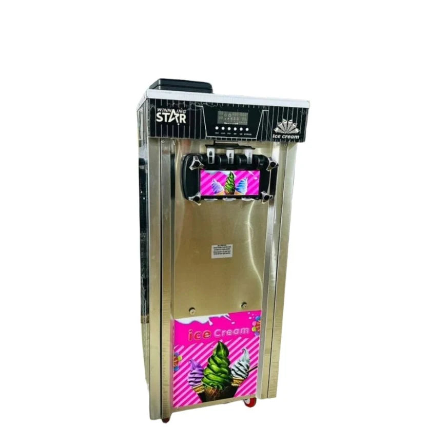 Winning Star Commercial Ice Cream Machine ST-9703 – 3 Flavor Soft Serve Ice Cream Maker, 20–28L/H Output, Stainless Steel