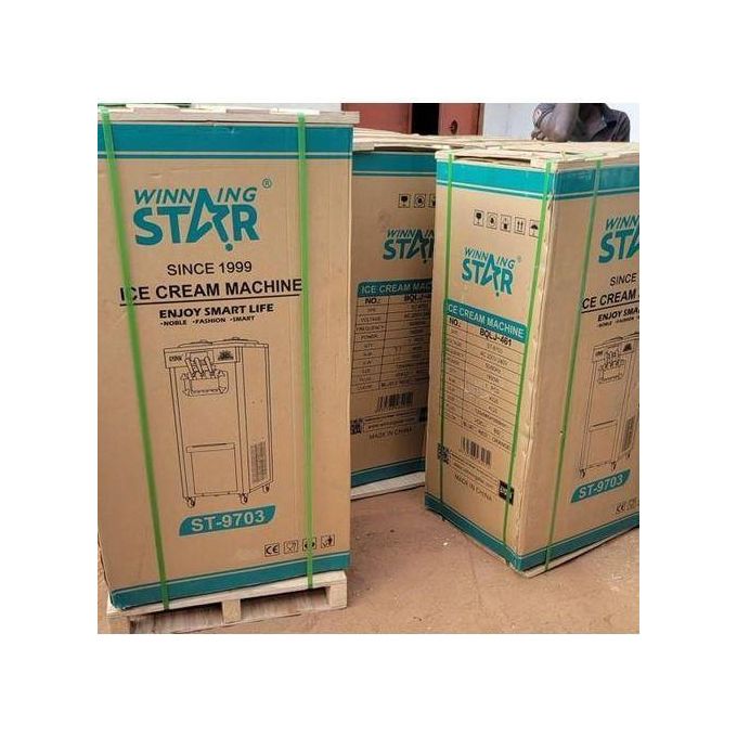 Winning Star Commercial Ice Cream Machine ST-9703 – 3 Flavor Soft Serve Ice Cream Maker, 20–28L/H Output, Stainless Steel