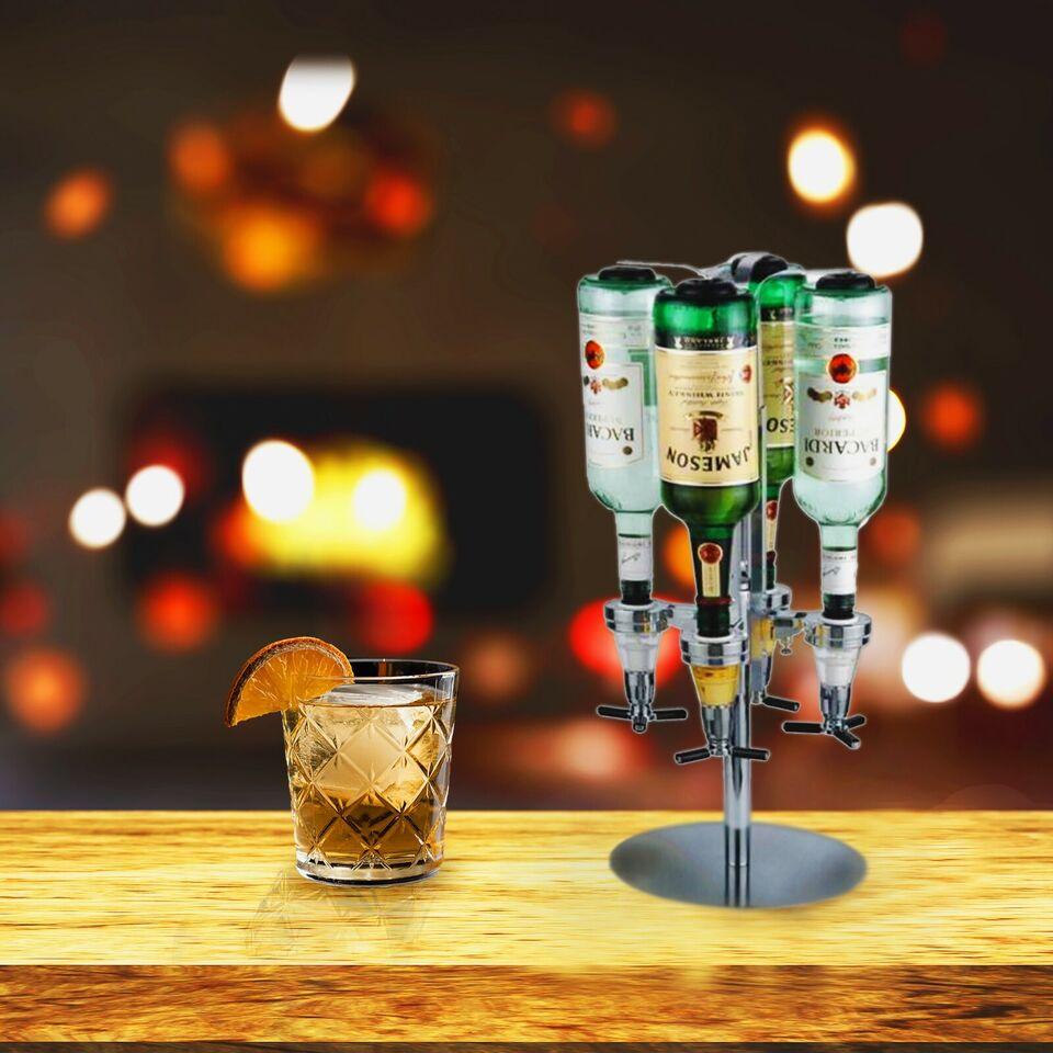 4 Bottle Stand Bar Butler – Rotary Dispenser for Spirits & Wine - LIFE STORES UGANDA