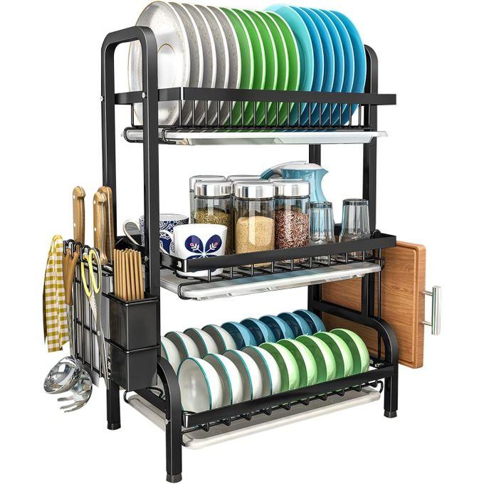 3 Tier Large Capacity Dish Drainer Storage Rack Organizer With Drainer – The Ultimate Kitchen Organizer - LIFE STORES UGANDA