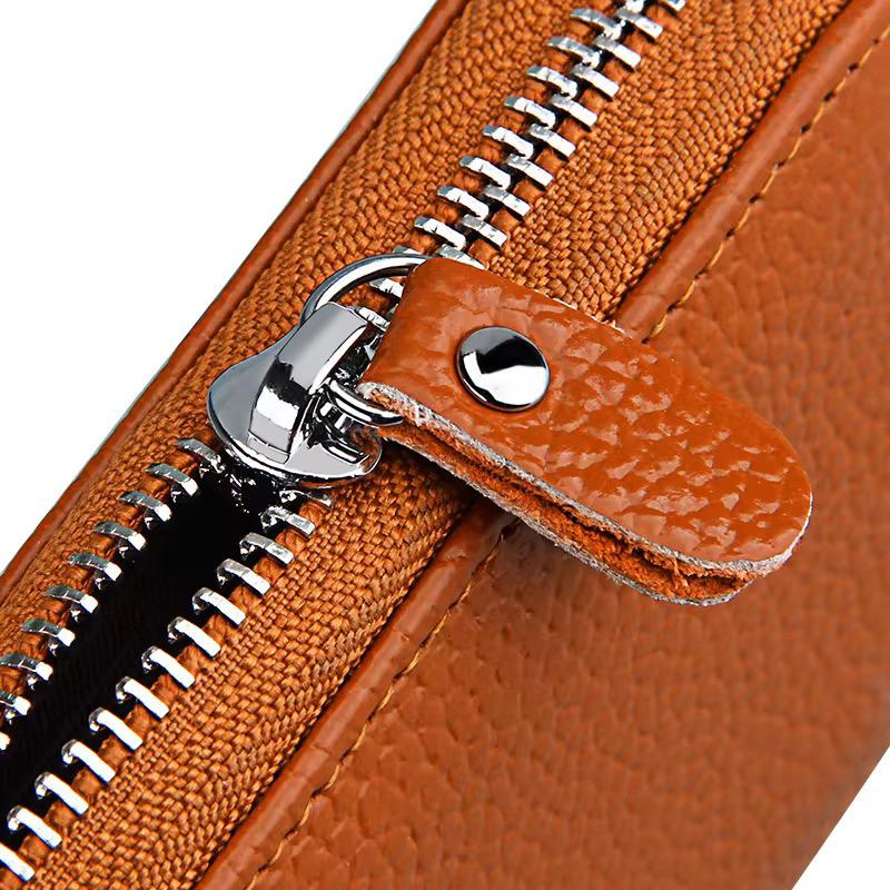 Leather Zip-Around Card Holder Wallet | RFID Blocking & Multi-Slot Design